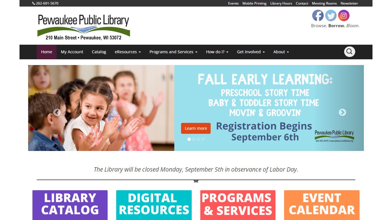 Pewaukee Public Library – Browse. Borrow. Bloom